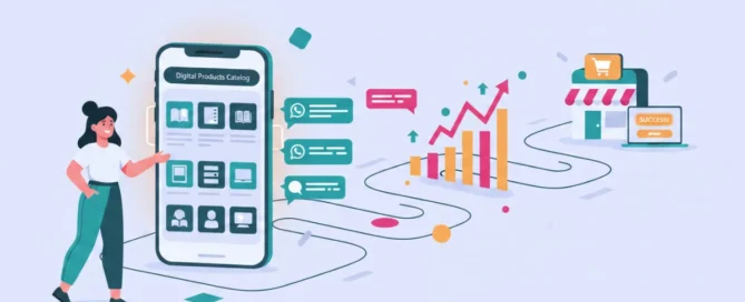 Ilustración conceptual sobre los primeros pasos para emprender, mostrando a un emprendedor planificando su catálogo digital y organizando pedidos con Tiklick.